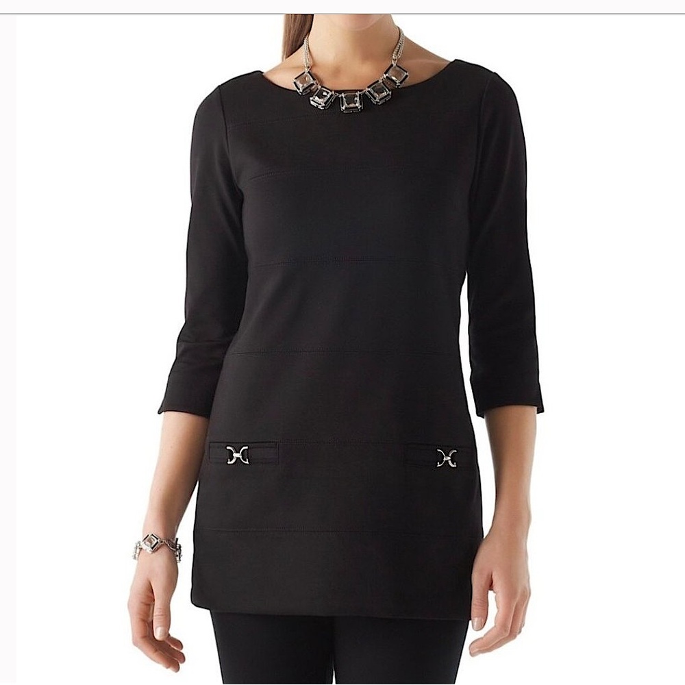 WHBM BLACK PONTE KNIT TUNIC